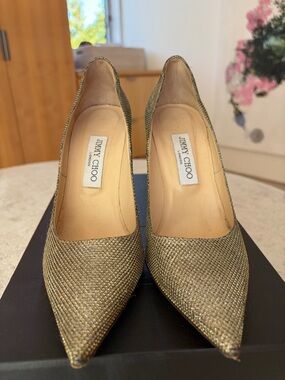 Jimmy Choo Metallic Gold Pointed Toe Pumps